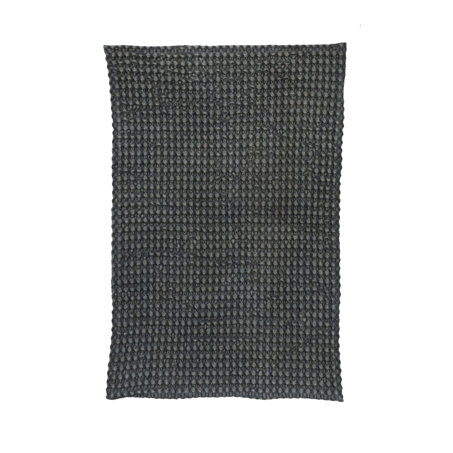 Stonewashed Cotton Waffle Weave Tea Towel, Charcoal Color