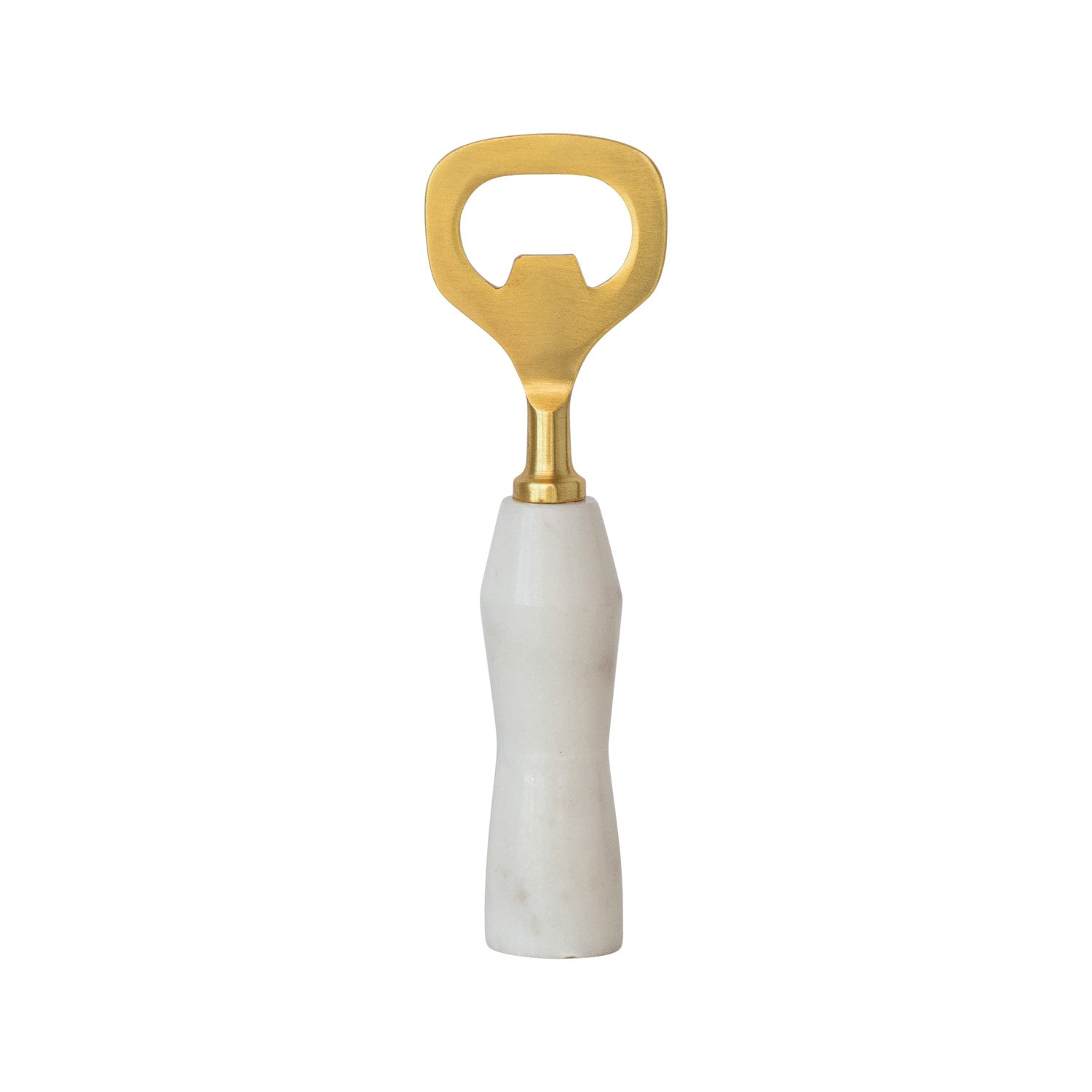 Stainless Steel & Marble Bottle Opener, Gold Finish & White
