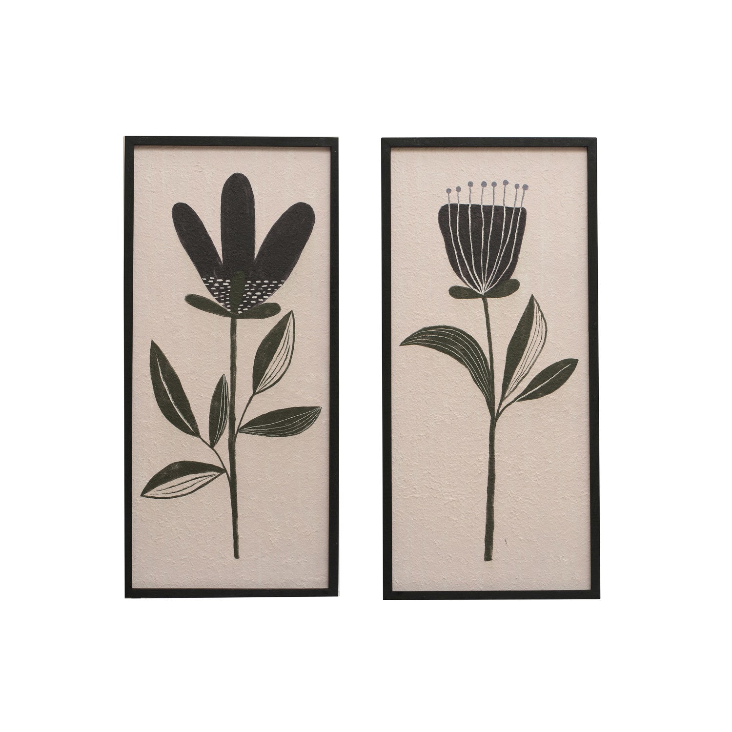 Wood Framed Textured Wall Décor w/ Flower, 2 Styles ©