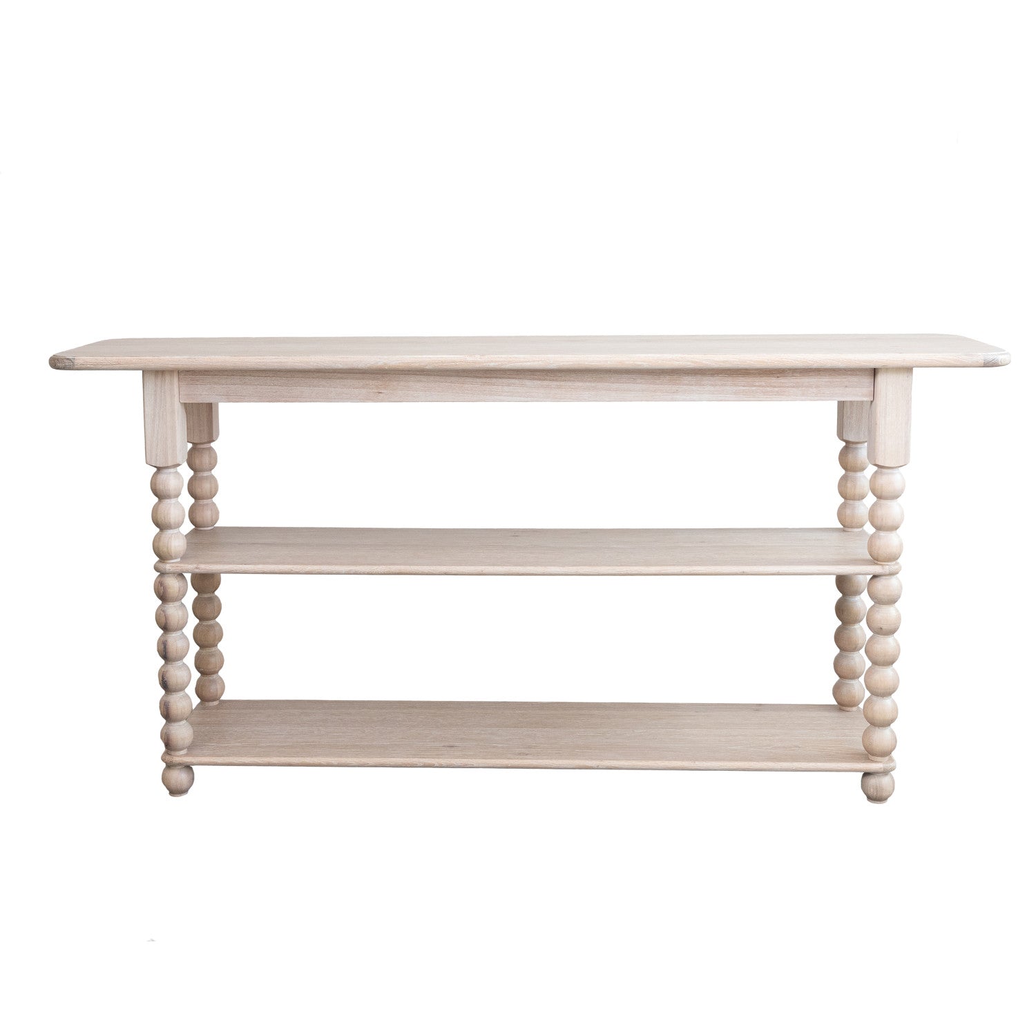 Console Table with 2 Shelves & Turned Legs, Natural, KD
