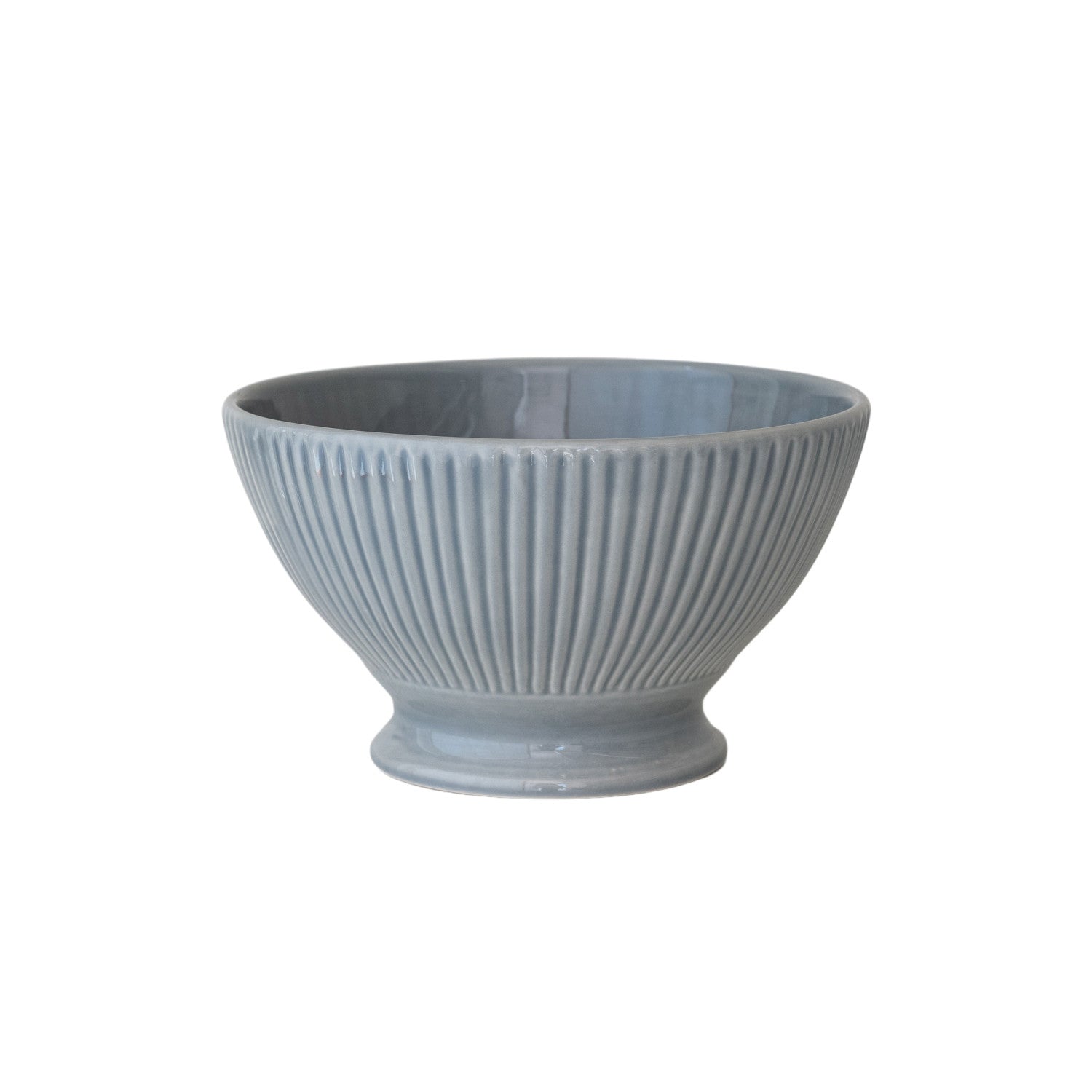 Stoneware Fluted Serving Bowl, Reactive Glaze (Each One Will Vary)