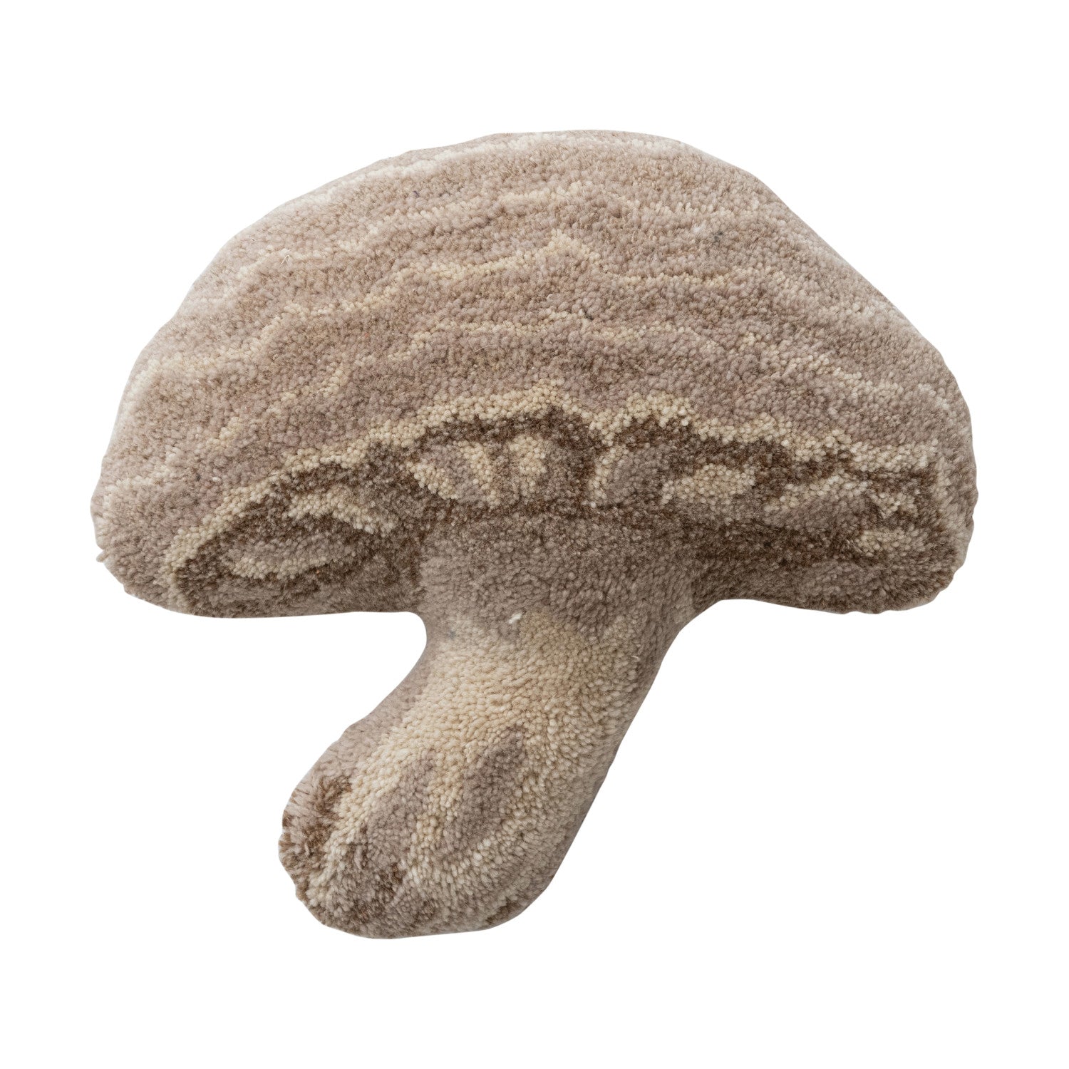 Wool Tufted Mushroom Shaped Pillow with Cotton Back