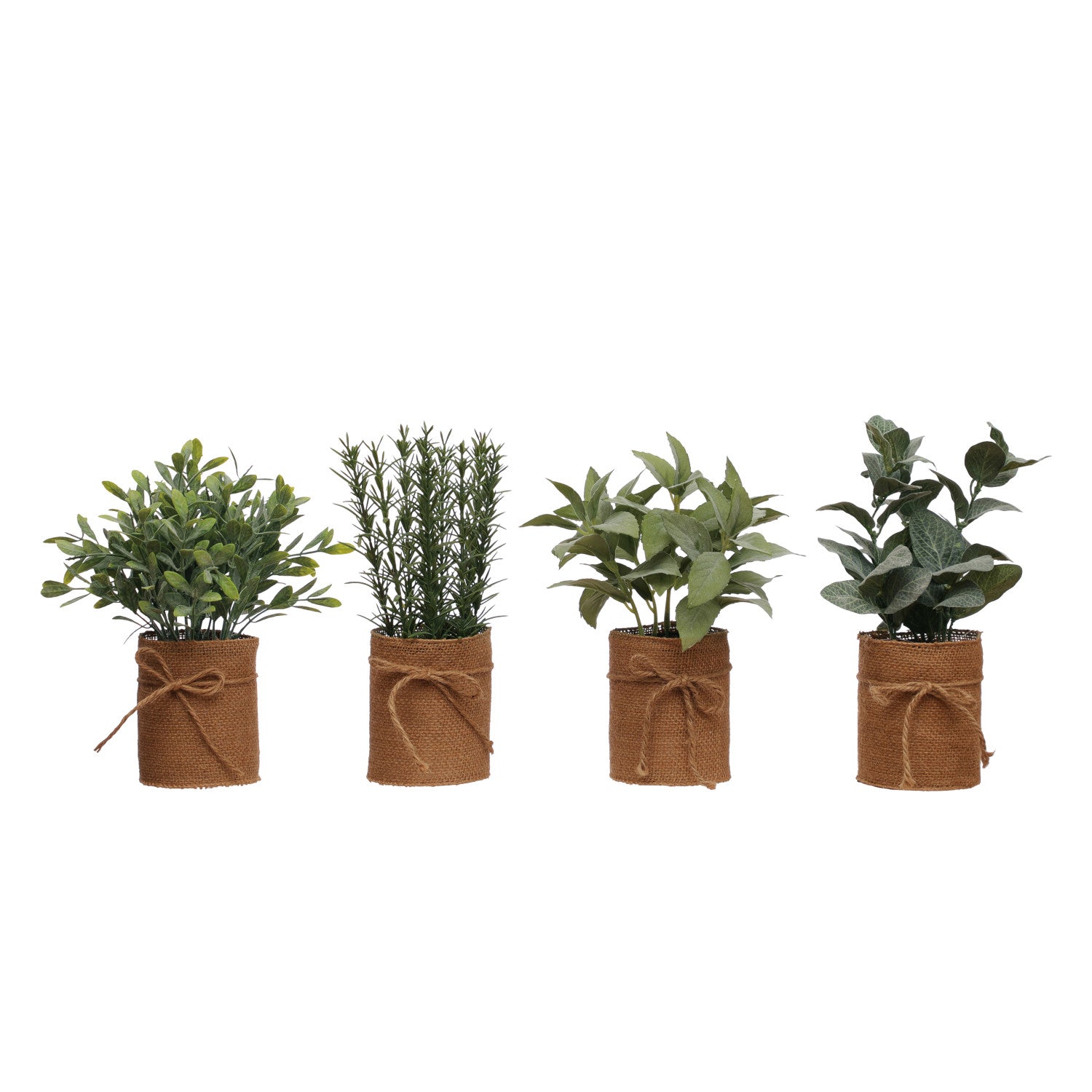 Faux Plant in Burlap Bag with Jute Bow, 4 Styles