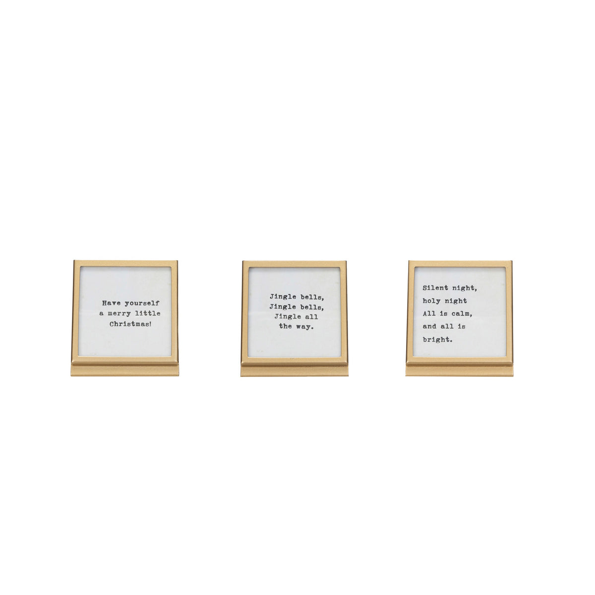 Metal & Glass Frame w/ Easel & Saying, 3 Styles (Holds 3" Square Photo)
