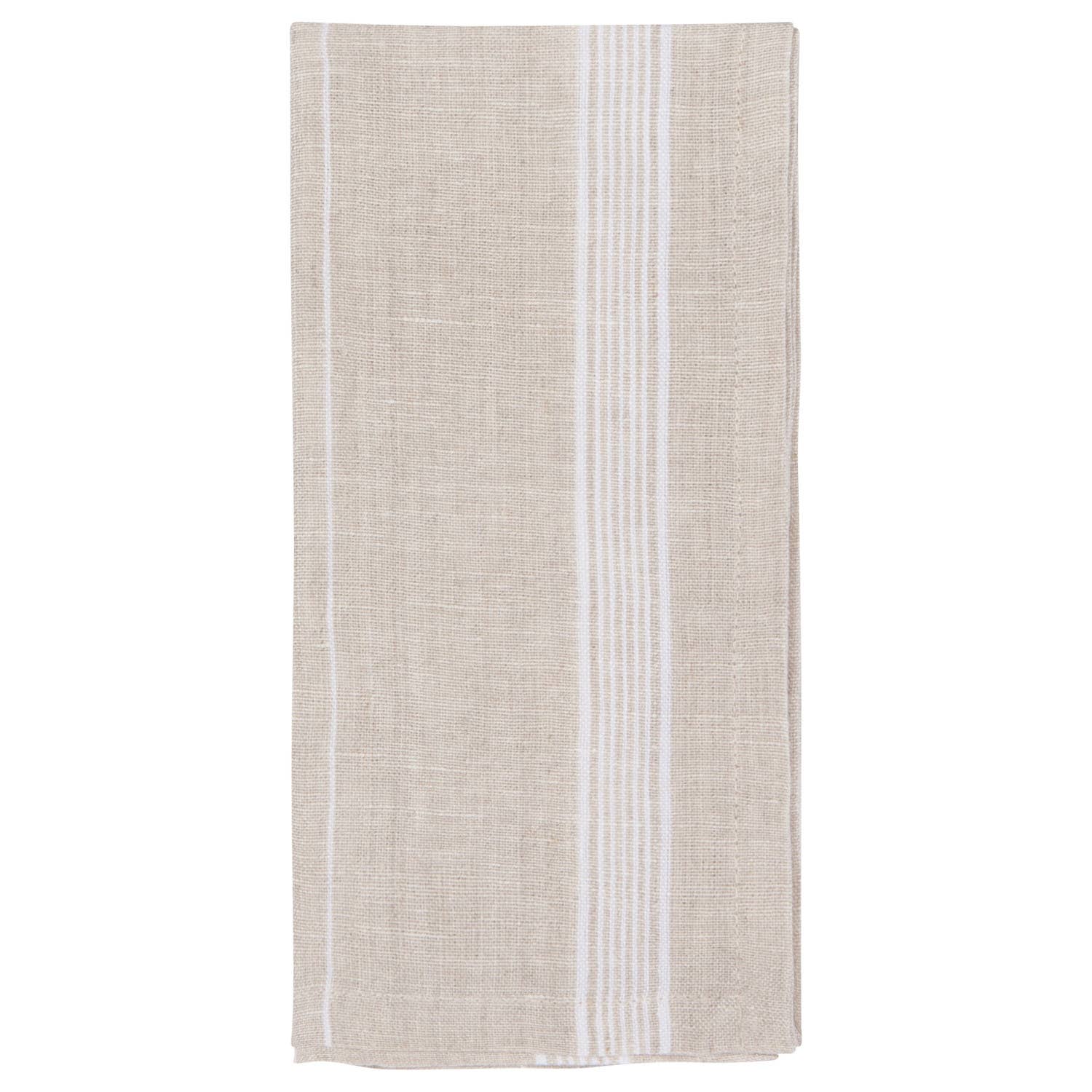White Maison Stripe Linen Napkins Set of 4