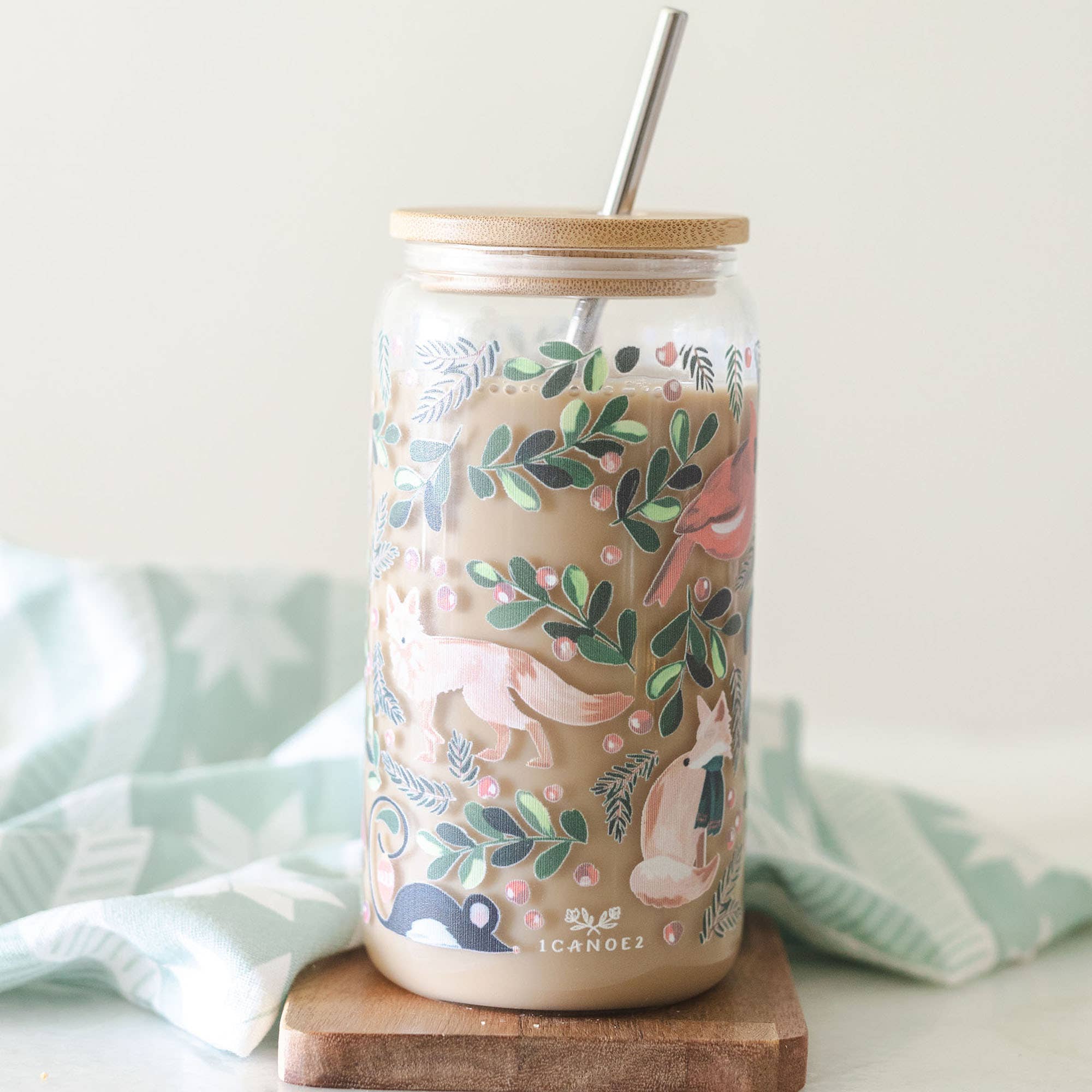 Woodland Animals Glass Can - Thumbnail 3