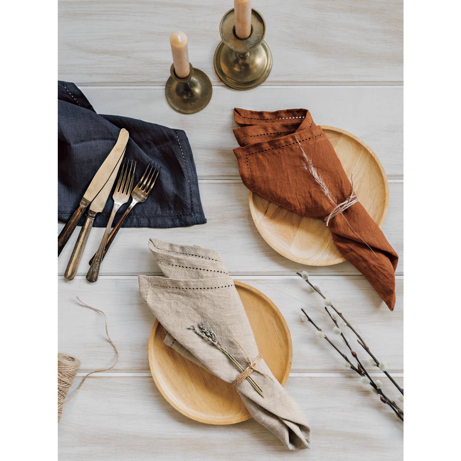 Josephine Interiors Hemstitch Linen Napkins - Thumbnail 3