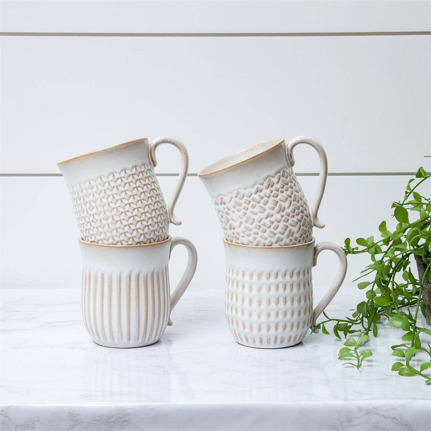 Cream Reactive Glaze Patterned Mug