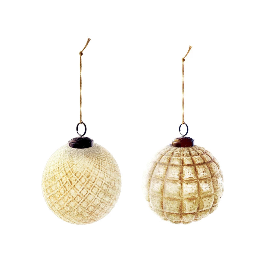 Embossed Recycled Glass Ball Ornaments