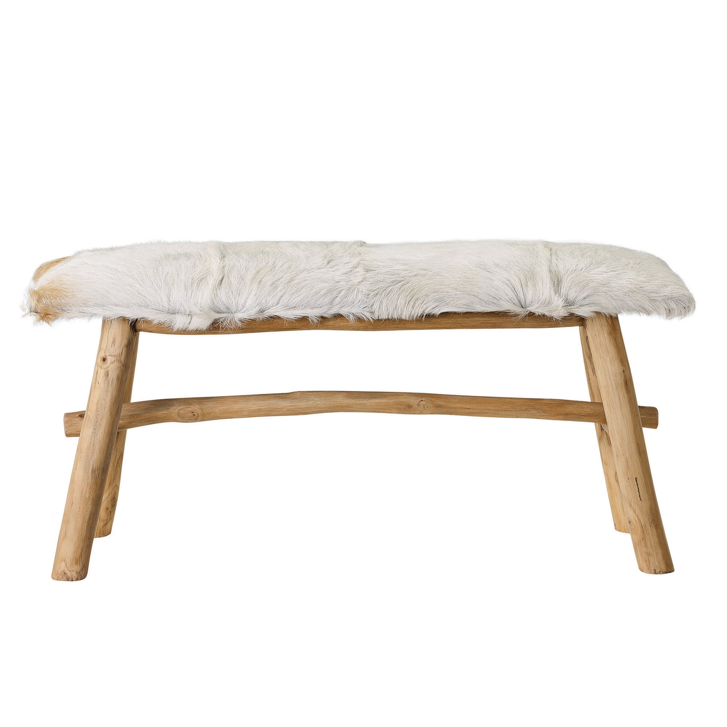 Wood Bench with Goat Fur Top