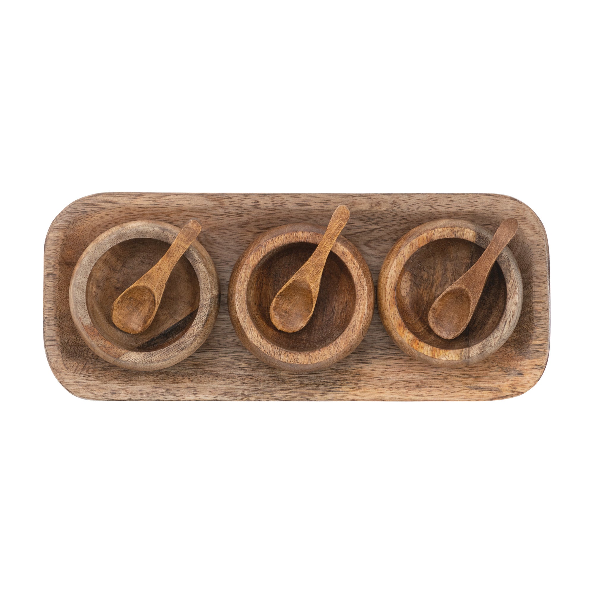 Josephine Interiors Mango Wood Tray with Bowls and Spoons