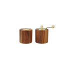 Acacia Wood Salt Shaker & Pepper Mill, Natural & Gold Finish, Set of 2