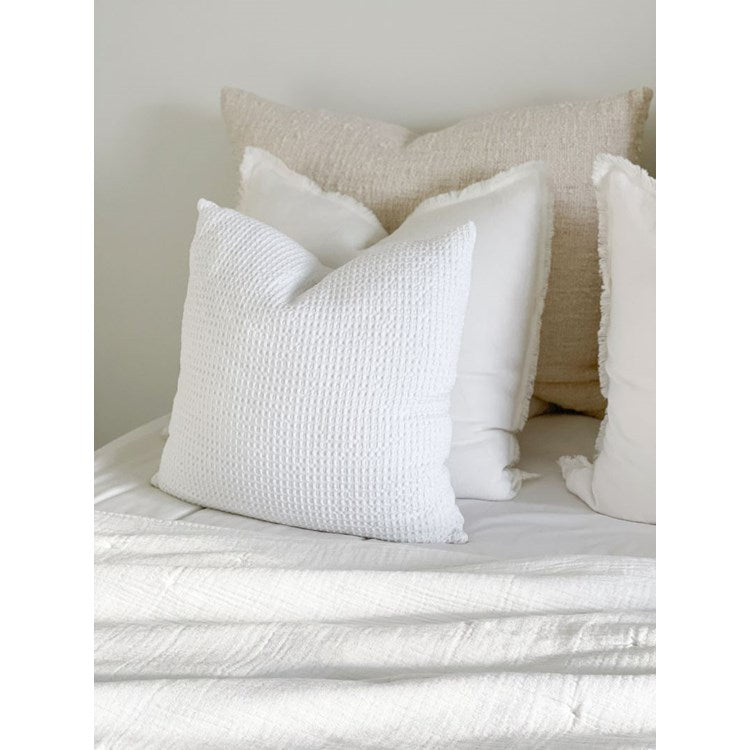 Cotton White Waffle Pillow