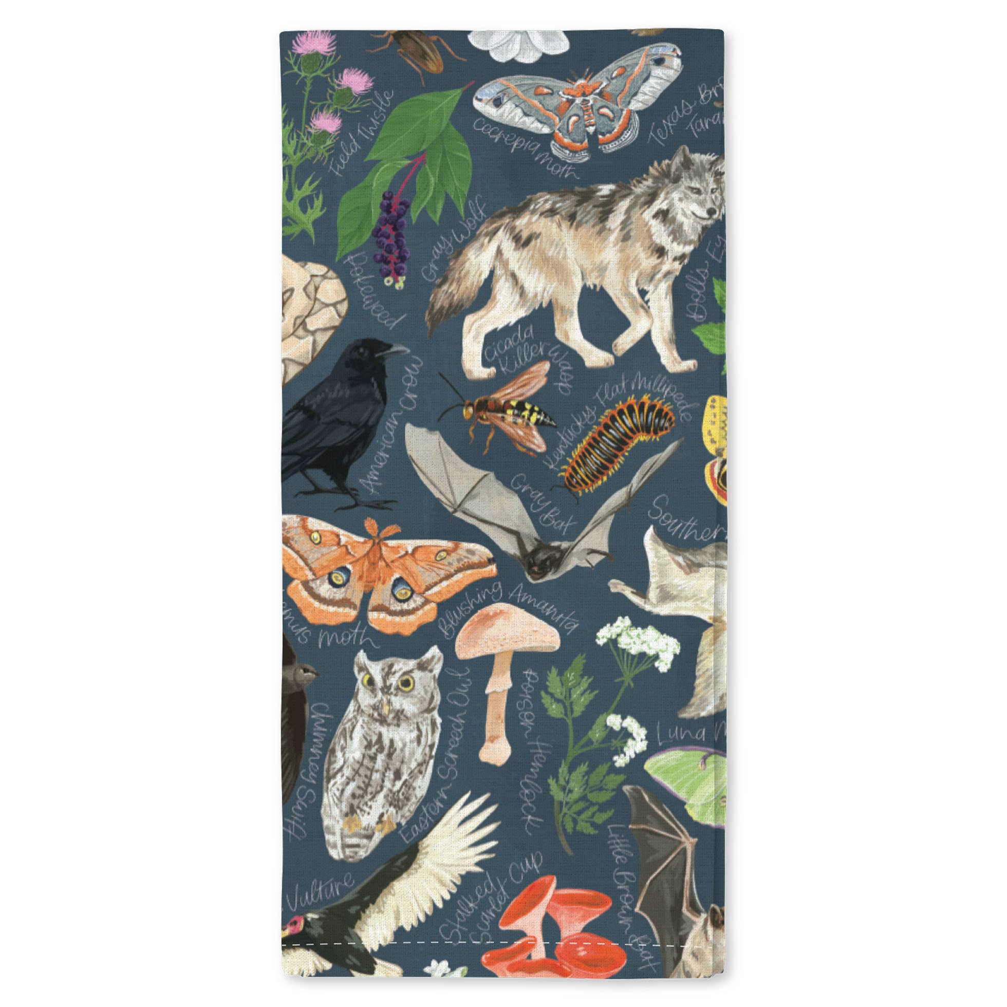 Midnight Flora & Fauna Kitchen Tea Towel