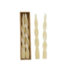 Unscented Twisted Taper Candles in Box, Iridescent Rainbow Finish, Cream Color, Set of 2