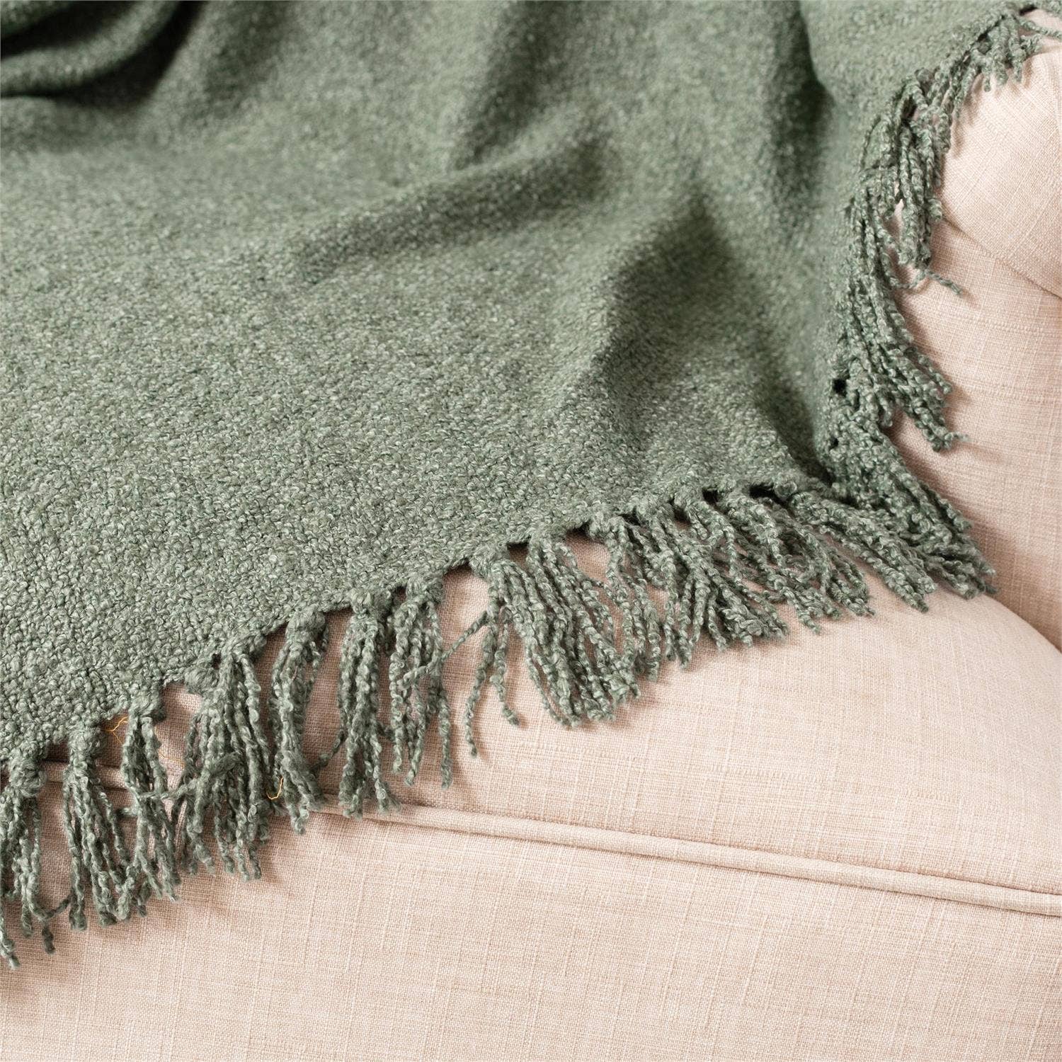 Boucle Throw - Olive - Thumbnail 2
