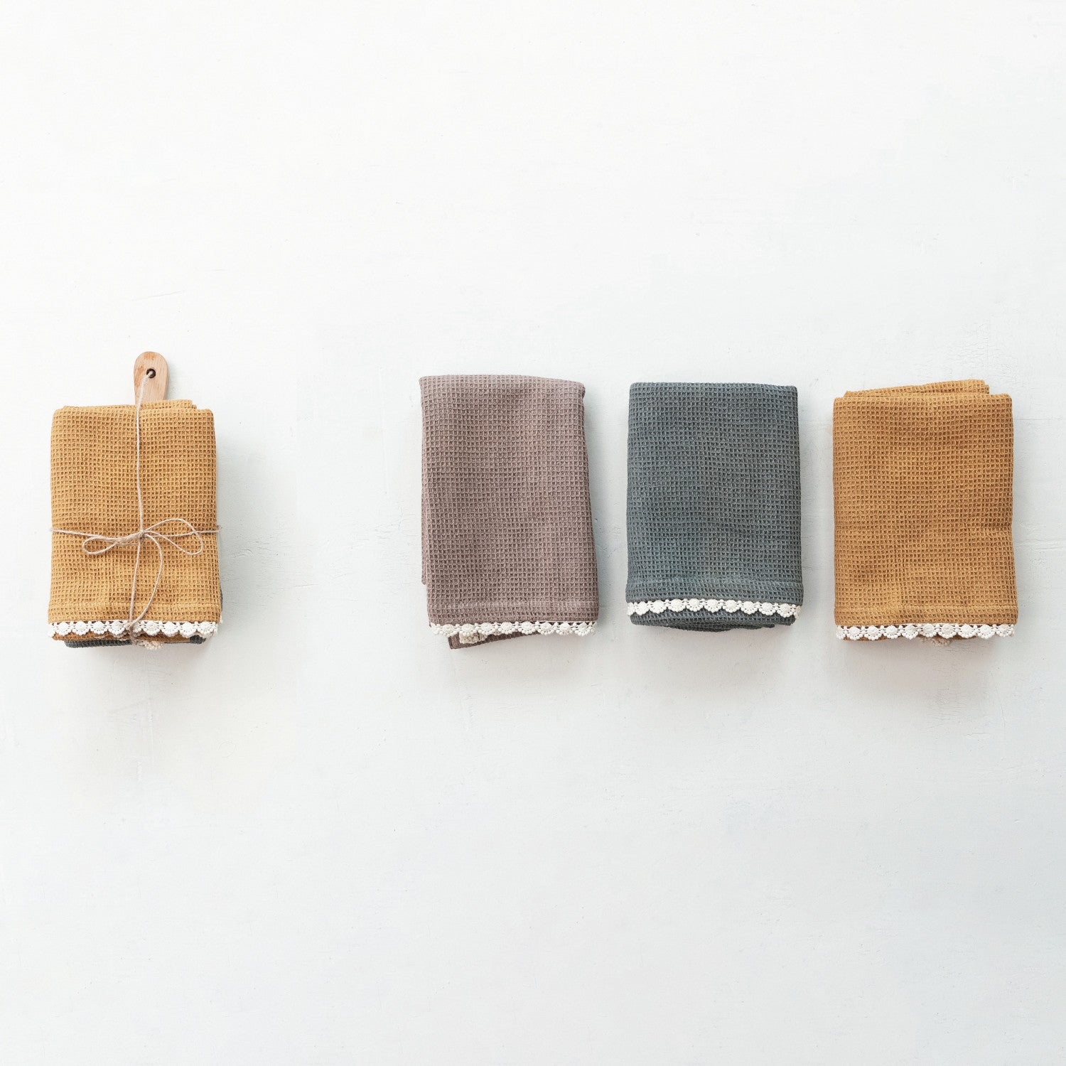 Cotton Waffle Weave Tea Towels w/ Cheese/Cutting Board - Thumbnail 2