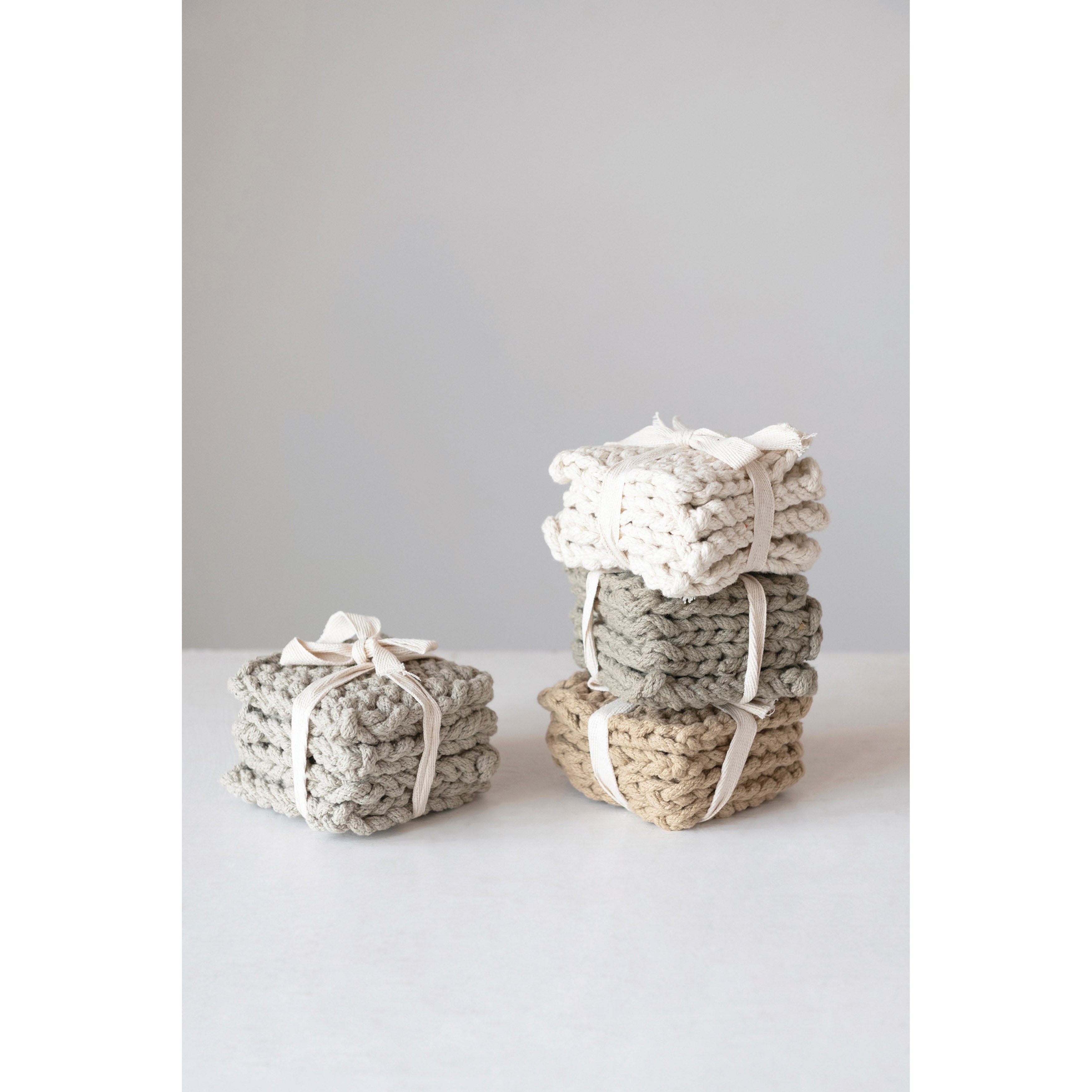 Cotton Crocheted Coasters, Set of 4 - Thumbnail 3