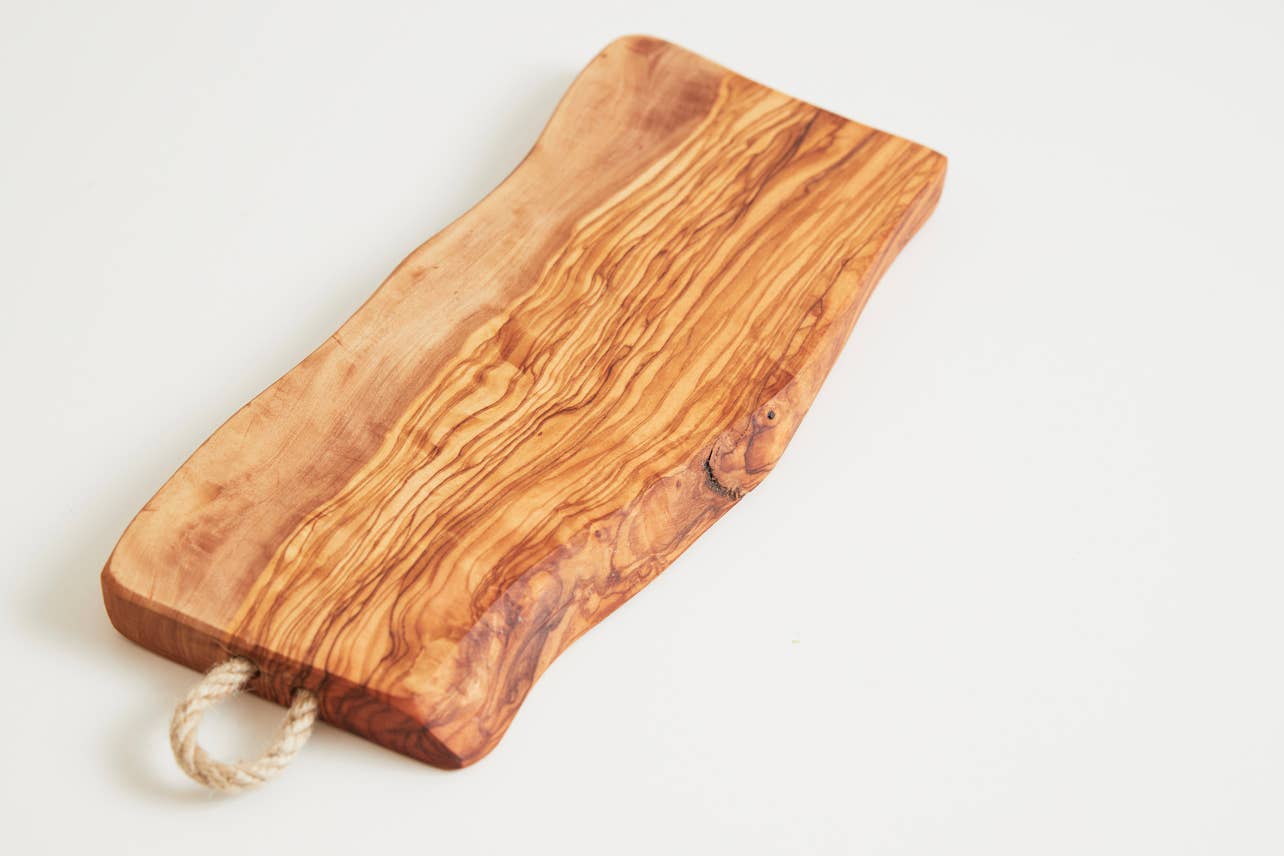 Italian Olive Wood Charcuterie and Cheese Board with Rope Handle
