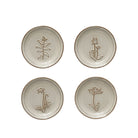 Embossed Stoneware Dish w/ Flower, 4 Styles (Each One Will Vary)