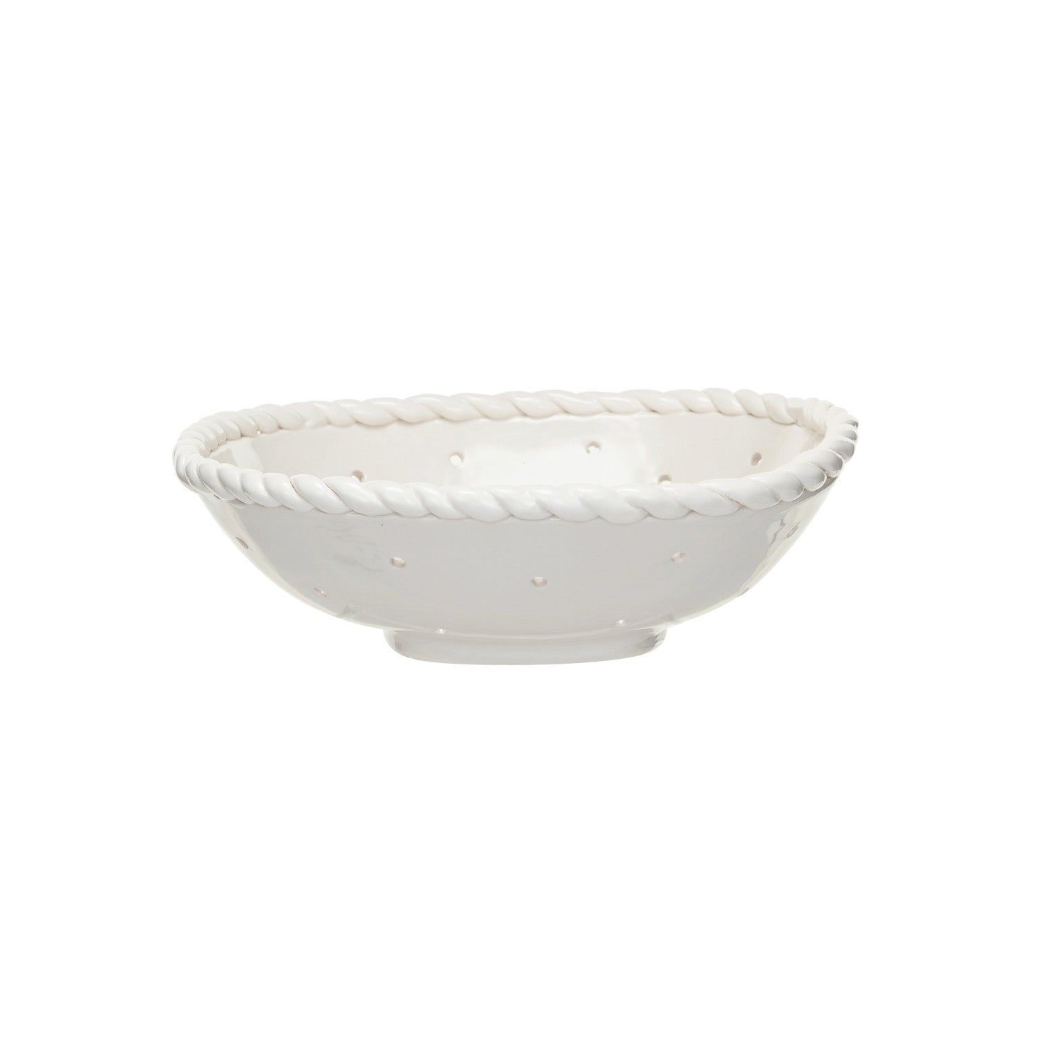 Stoneware Colander w/ Hand Twisted Edge