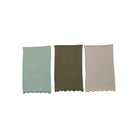Cotton Waffle Weave Tea Towel w/ Crochet Lace Trim, 3 Colors