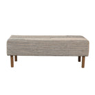 Woven Jute & Cotton Dhurrie Upholstered Striped Bench w/ Oak Wood Legs