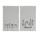 Cotton & Linen Printed Tea Towel w/ Wine Art, 2 Styles