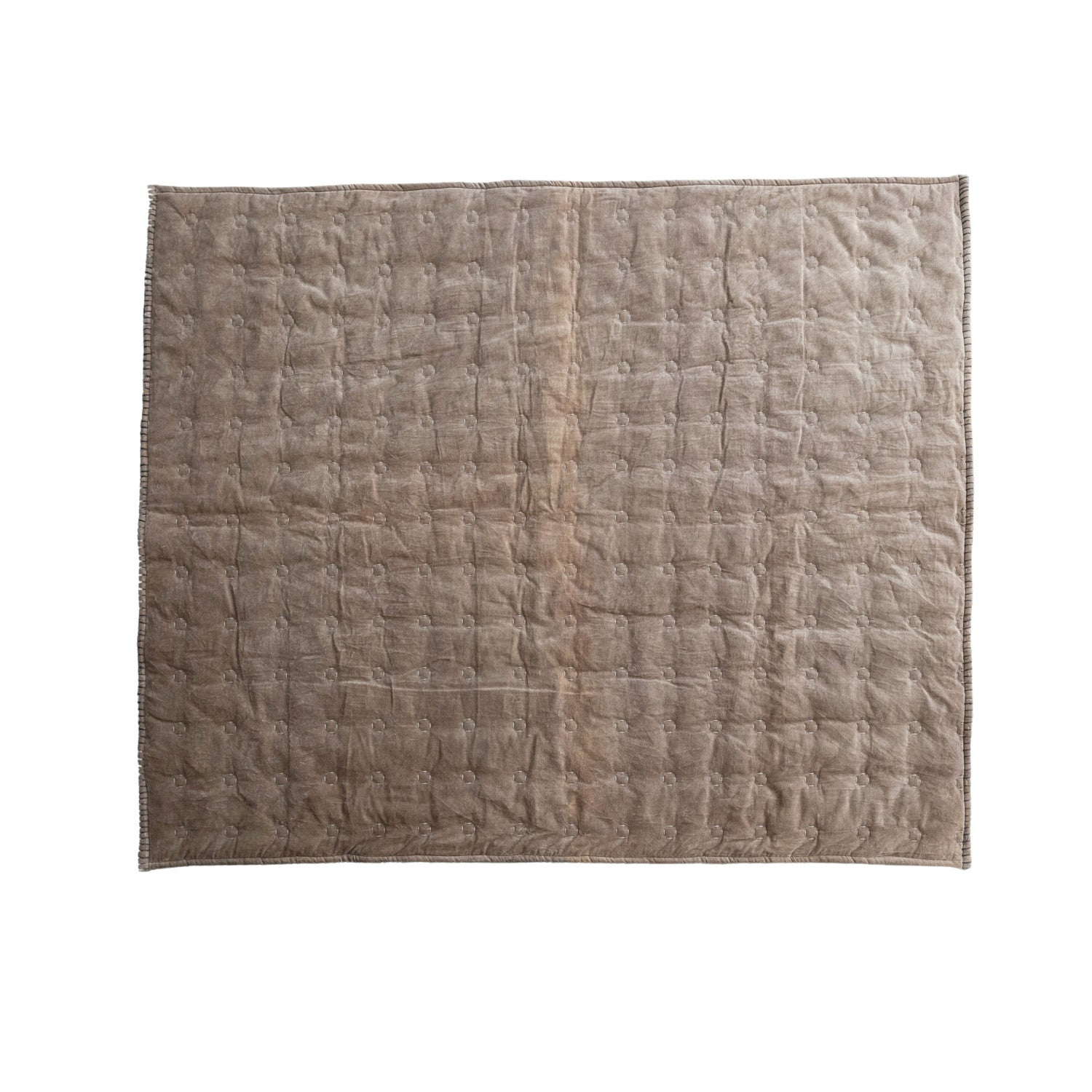 Cotton Velvet Quilted Throw w/ Blanket Stitch - Thumbnail 2