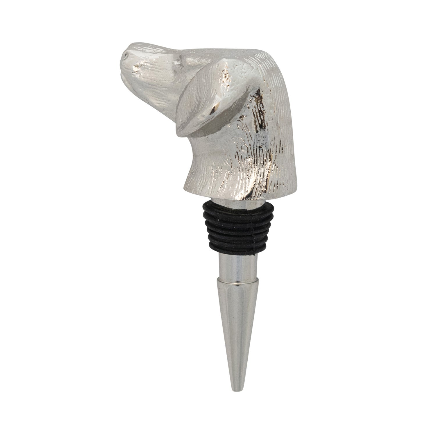 Dog Head Bottle Stopper Nickel Finish