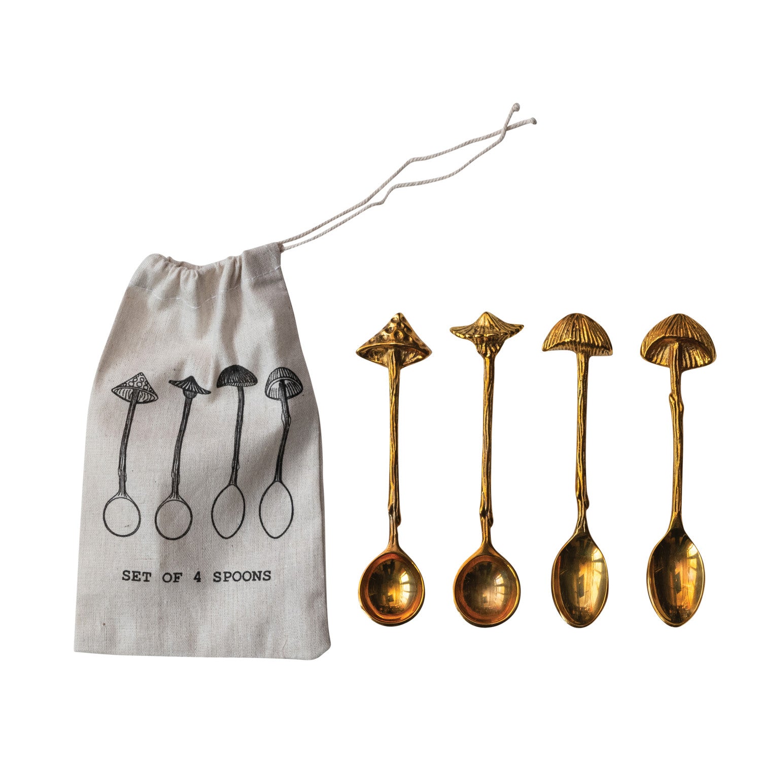 Brass Spoons with Mushroom Handles - Thumbnail 2
