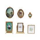 Pewter & Glass Photo Frames with Art, Set of 6 ©