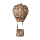 Hand-Woven Rattan Hot Air Balloon Tealight Holder/Vase with Glass Insert, Natural