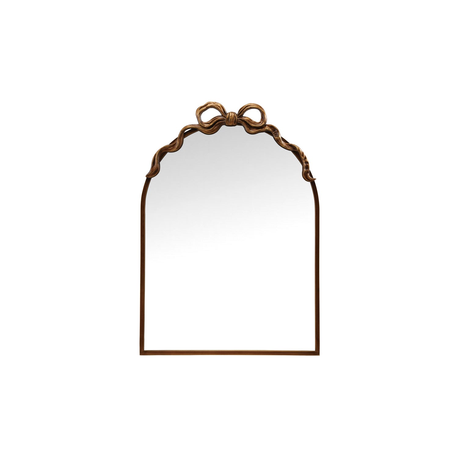 Metal Framed Wall Mirror with Bow, Gold Finish