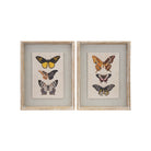Wood Framed Wall Decor with Butterflies & Striped Mat, 2 Styles