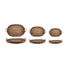 Decorative Hand-Woven Wicker Nesting Trays with Handles, Natural, Set of 3