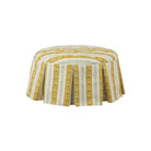 Tufted Fabric Upholstered Box Pleat Skirted Ottoman with Piping