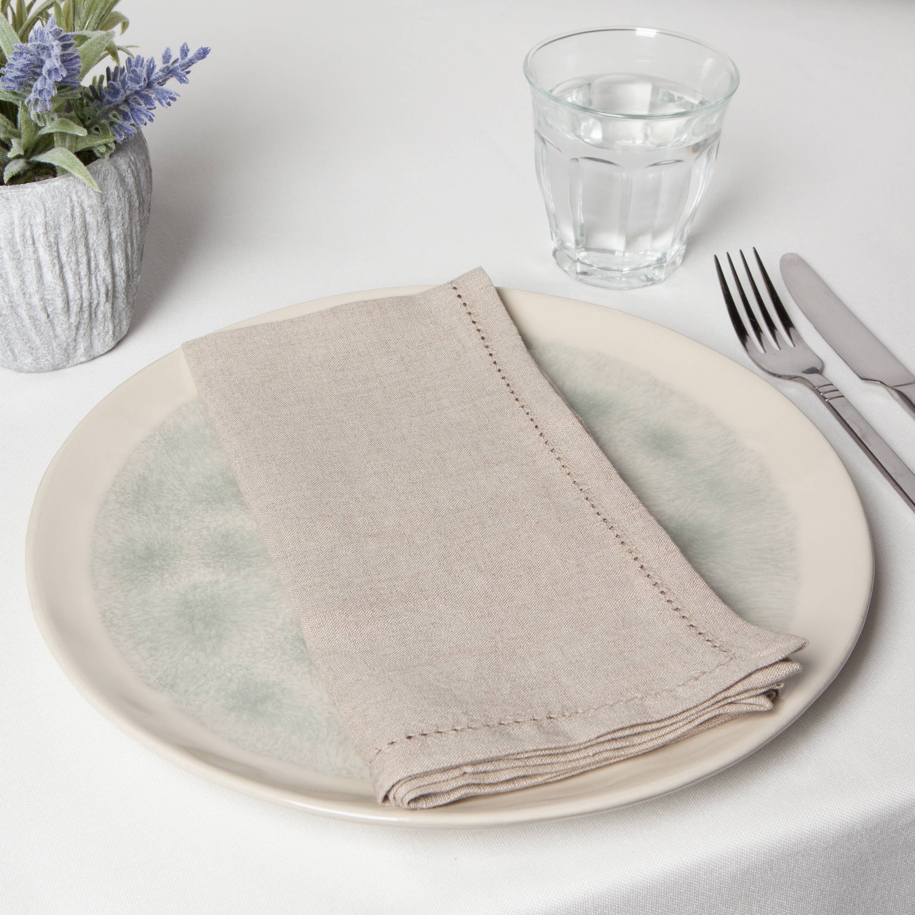 Natural Hemstitch Linen Napkins - Thumbnail 5