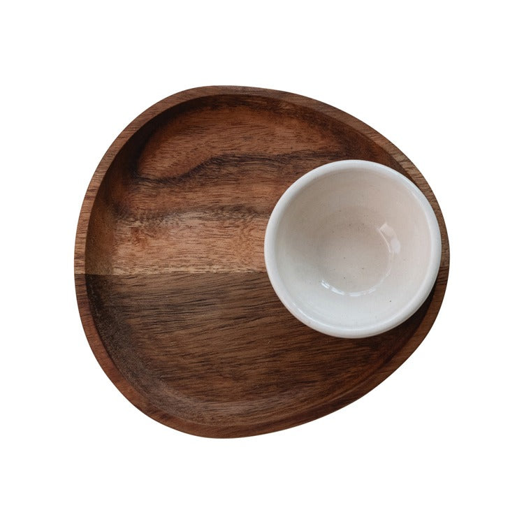 Acacia Wood Serving Tray w/ Bowl