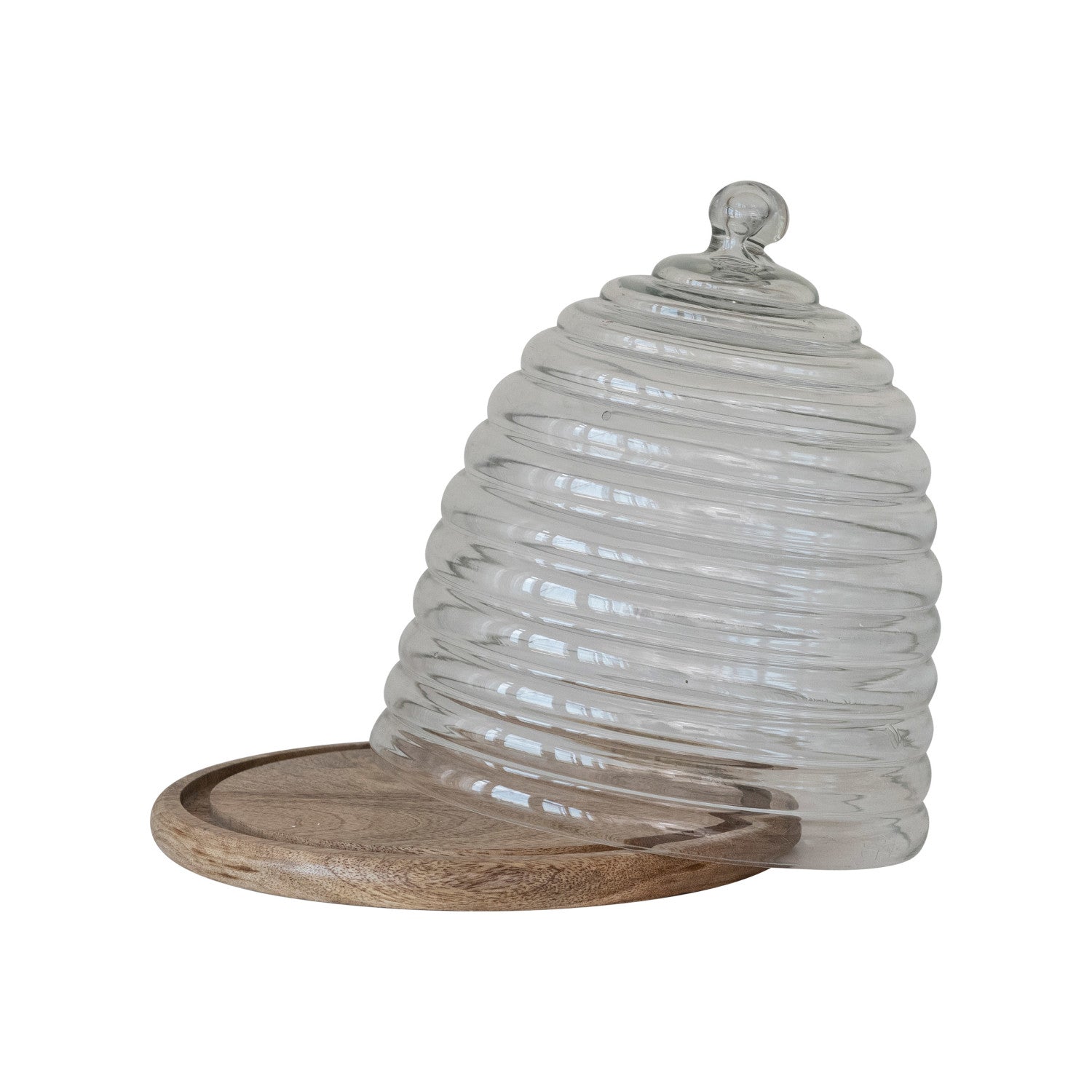 Beehive Shaped Cloche w/Wood Base - Thumbnail 2