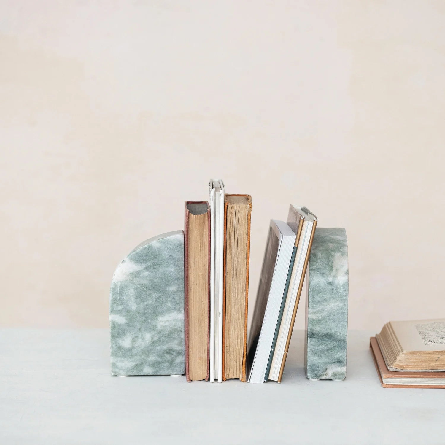 Green Half Arch Marble Bookends - Thumbnail 2