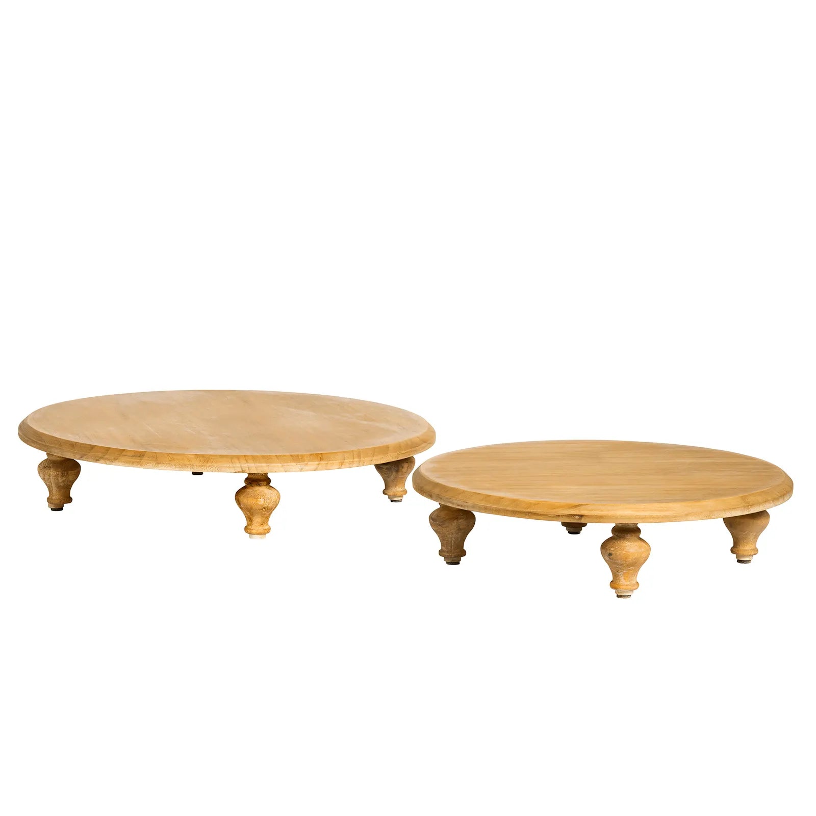 Round Wooden Footed Serving Tray