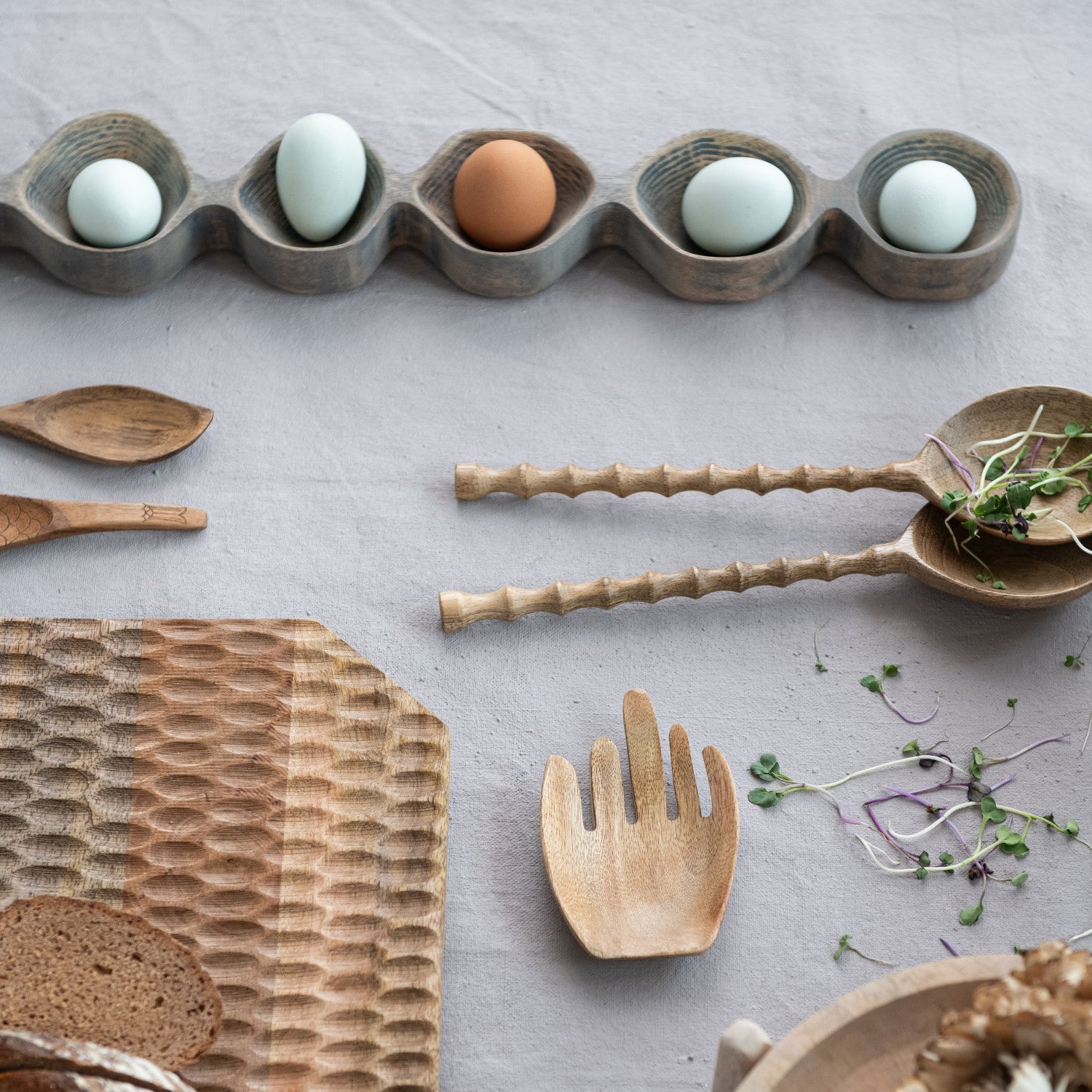 Josephine Interiors Mango Wood Salad Servers - Thumbnail 4