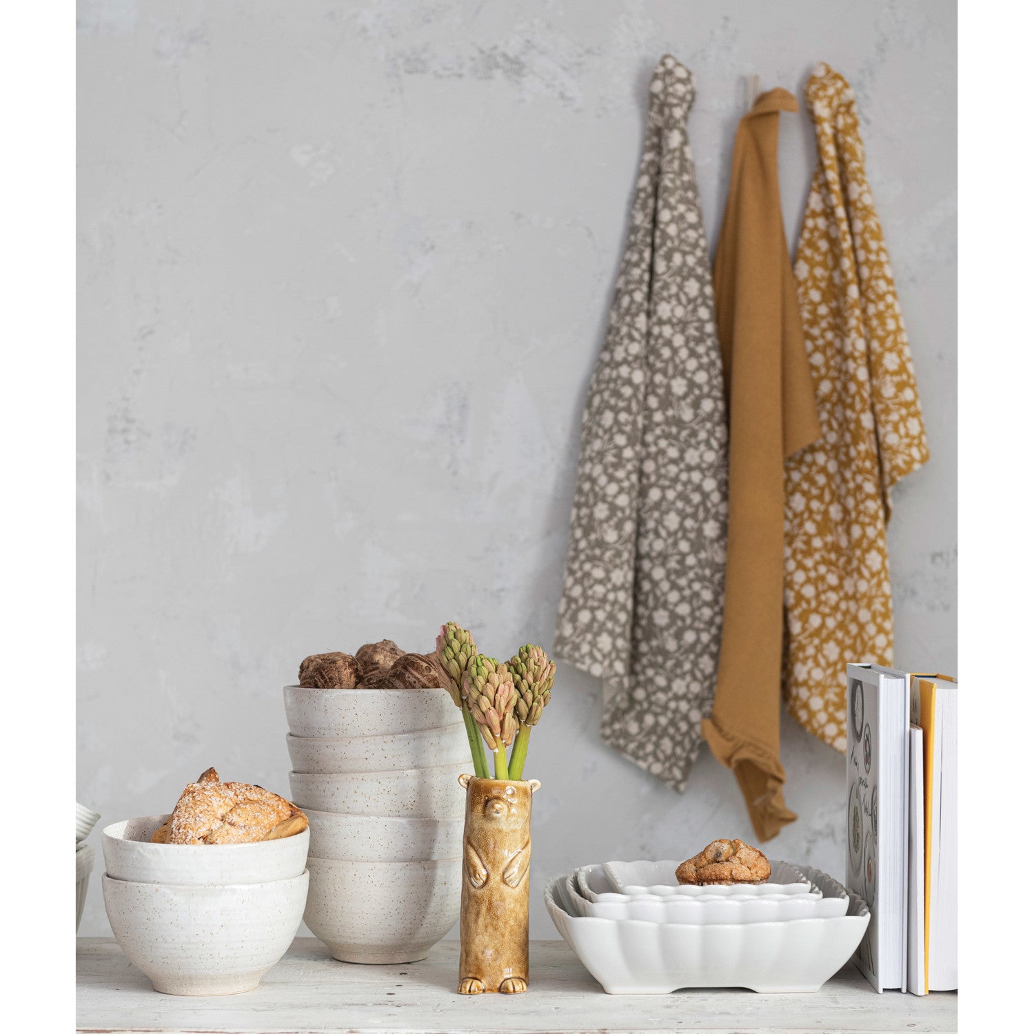 Cotton Slub Printed & Cotton Waffle Tea Towels - Thumbnail 4