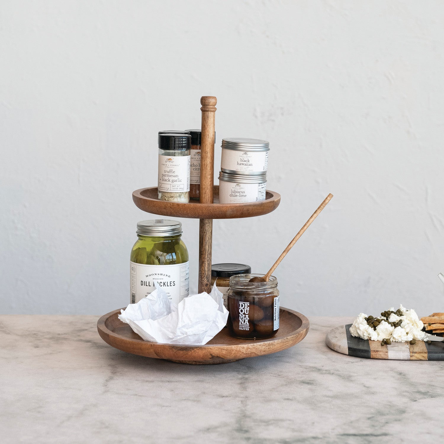 Mango Wood 2-Tier Tray - Thumbnail 2