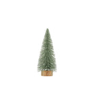 4" Round x 9"H Plastic Bottle Brush Tree w/ Glitter & Wood Base, Mint Color
