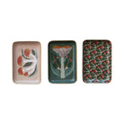 Enameled Stainless Steel Tray w/ Mushrooms & Gold Rim, 3 Styles