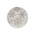 Stoneware Plate w/ Gold Electroplated Snowflakes, White