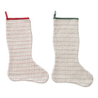 Cotton Slub Stocking with Hand-Embroidered Kantha Stitch, 2 Colors