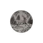 Ceramic Platter with Woodland Deer Scene & Colored Edge
